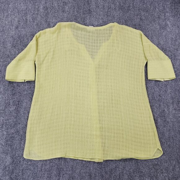 Soft Surroundings Top Womens Petite Medium Yellow Linen Blend Woven Buton Front - Picture 3 of 12
